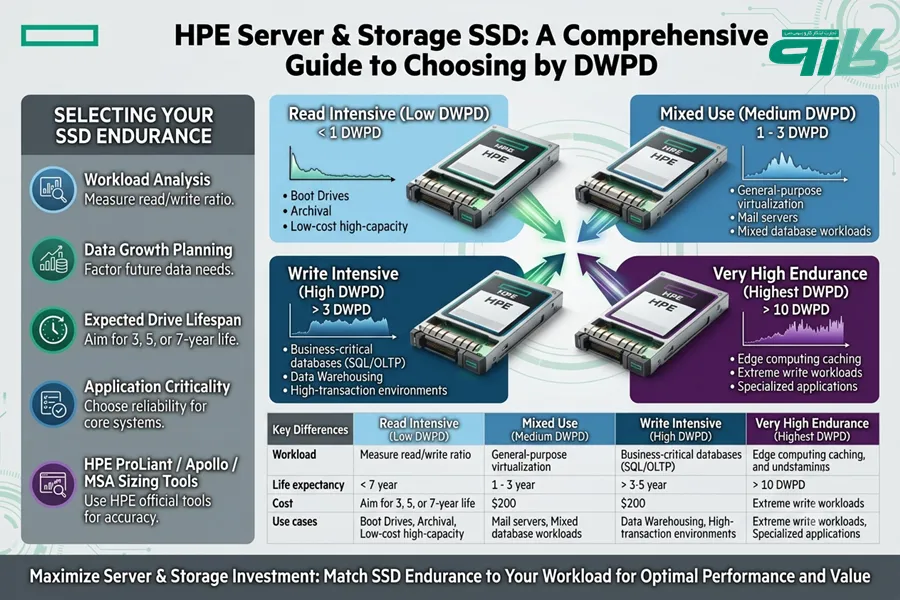 راهنمای انتخاب SSD سرور بر اساس DWPD