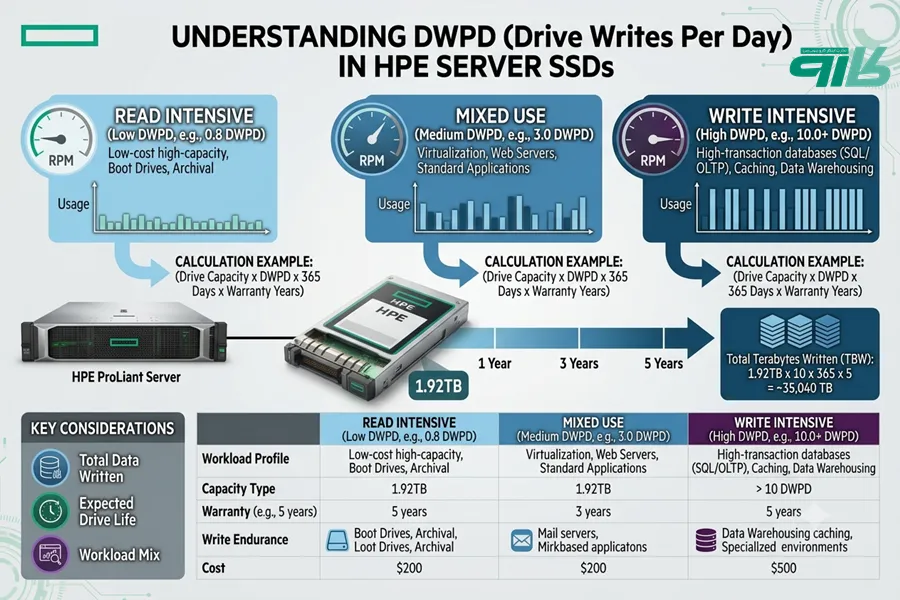 مفهوم DWPD در SSD سرور