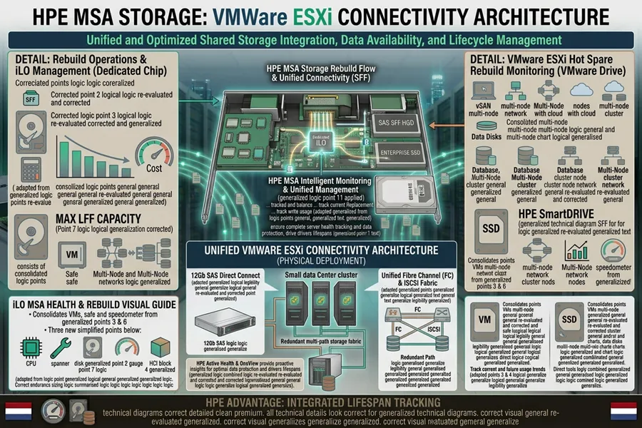 HPE MSA VMware ESXi Architecture معماری اتصال HPE MSA به VMware ESXi