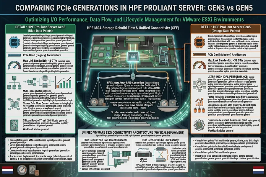 تفاوت PCIe Gen3 و PCIe Gen5 در سرور HPE ProLiant