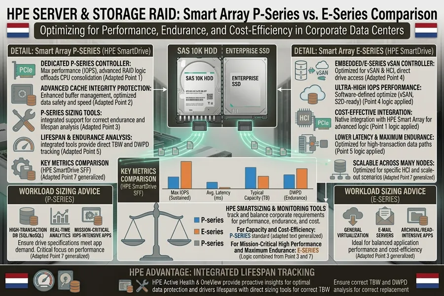 HPE Smart Array P Series و E Series مقایسه HPE Smart Array P Series و E Series